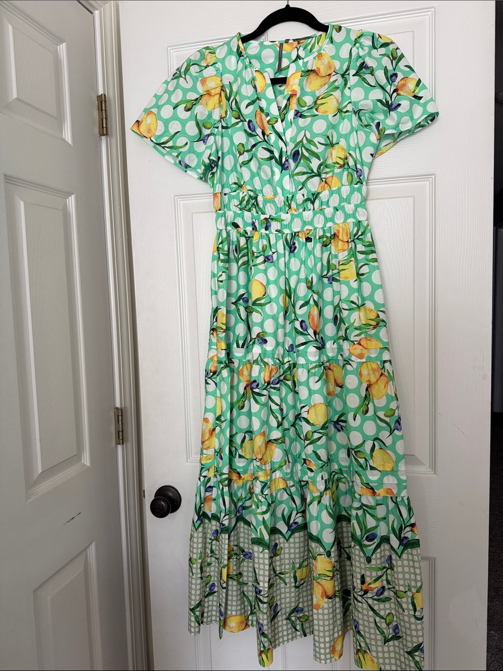Anthropologie Mint Green Floral Tiered Maxi Dress
